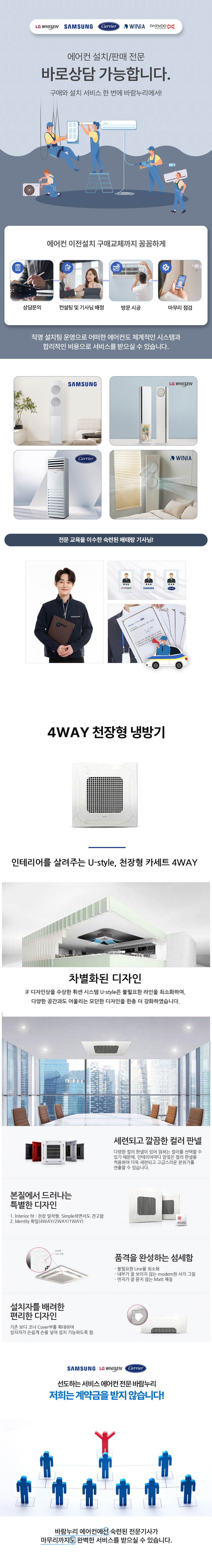 LG 천정형 에어컨 40평 (4Way) TQ1450A2FR 상세 이미지